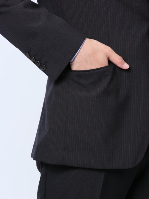 ウール混 レギュラーフィット 2ボタン2ピーススーツ ストライプ紺