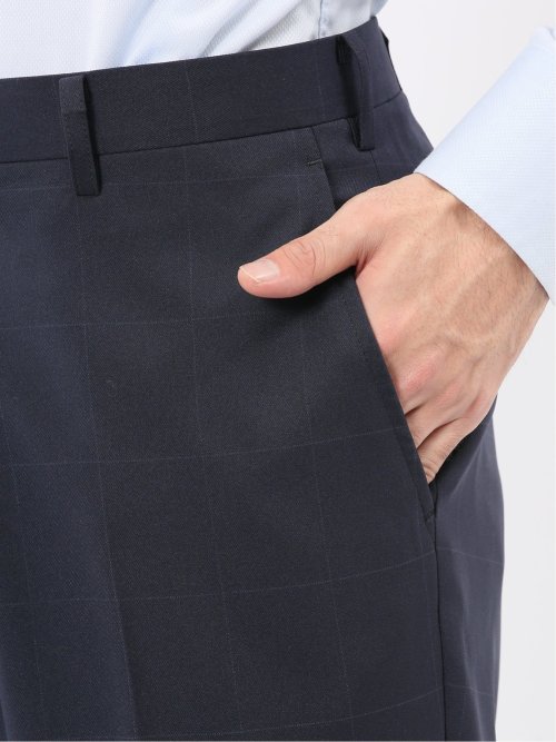 ストレッチウォッシャブル レギュラーフィット 2ボタン2ピーススーツ ウィンドペン紺