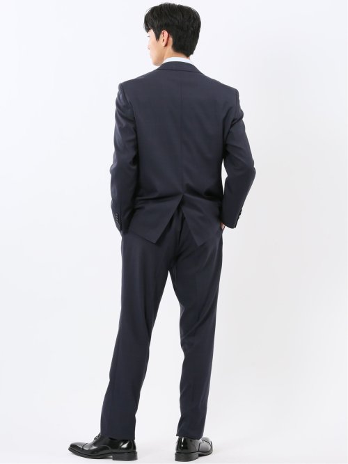ストレッチウォッシャブル レギュラーフィット 2ボタン2ピーススーツ ウィンドペン紺