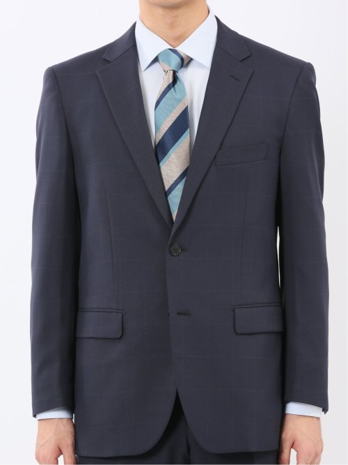 ストレッチウォッシャブル レギュラーフィット 2ボタン2ピーススーツ ウィンドペン紺