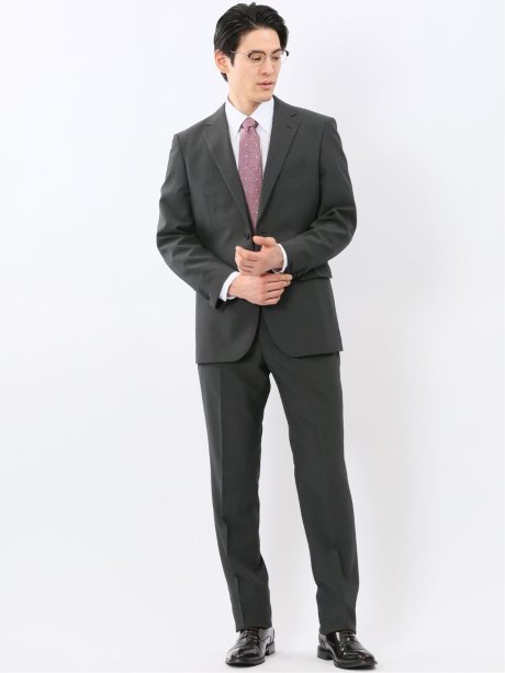 ストレッチ ウォッシャブル レギュラーフィット 2ボタン 2ピース スーツ ストライプグレー
