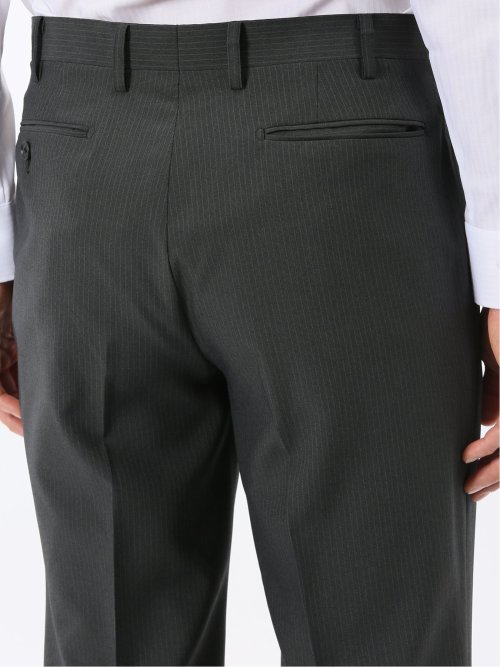 ストレッチ ウォッシャブル レギュラーフィット 2ボタン 2ピース スーツ ストライプグレー