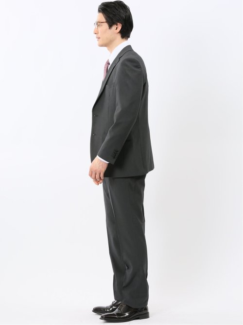 ストレッチ ウォッシャブル レギュラーフィット 2ボタン 2ピース スーツ ストライプグレー