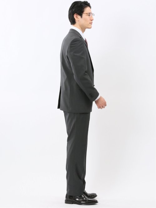 ストレッチ ウォッシャブル レギュラーフィット 2ボタン 2ピース スーツ ストライプグレー