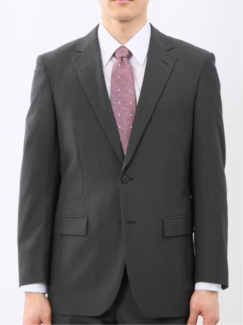 ストレッチ ウォッシャブル レギュラーフィット 2ボタン 2ピース スーツ ストライプグレー