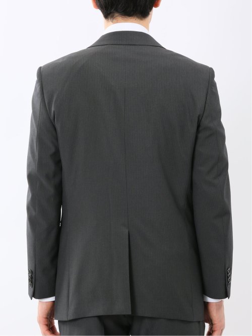 ストレッチ ウォッシャブル レギュラーフィット 2ボタン 2ピース スーツ ストライプグレー