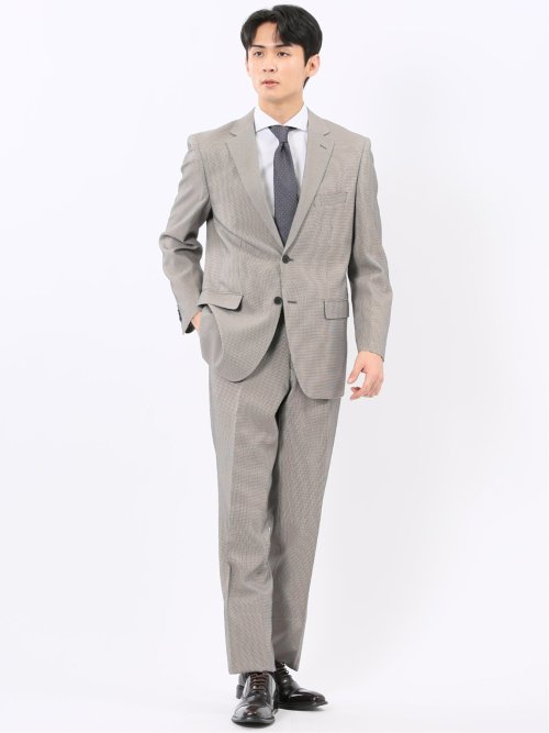 ストレッチウォッシャブル レギュラーフィット 2ボタン2ピーススーツ 千鳥シロ×クロ