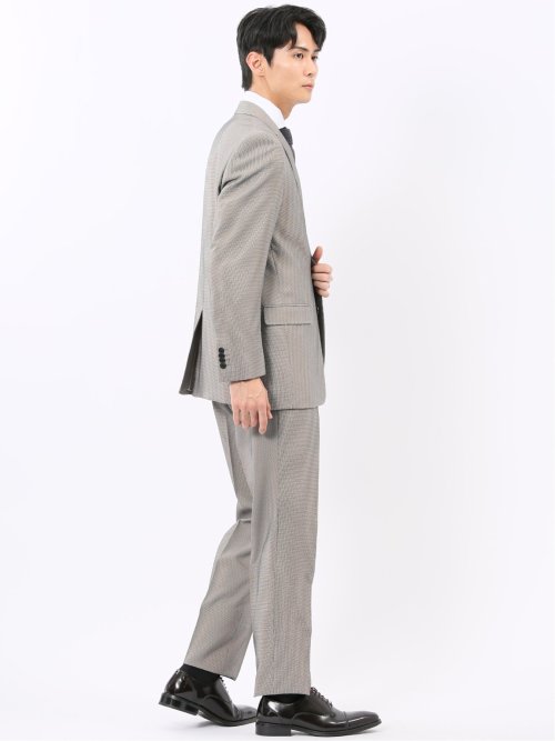 ストレッチウォッシャブル レギュラーフィット 2ボタン2ピーススーツ 千鳥シロ×クロ