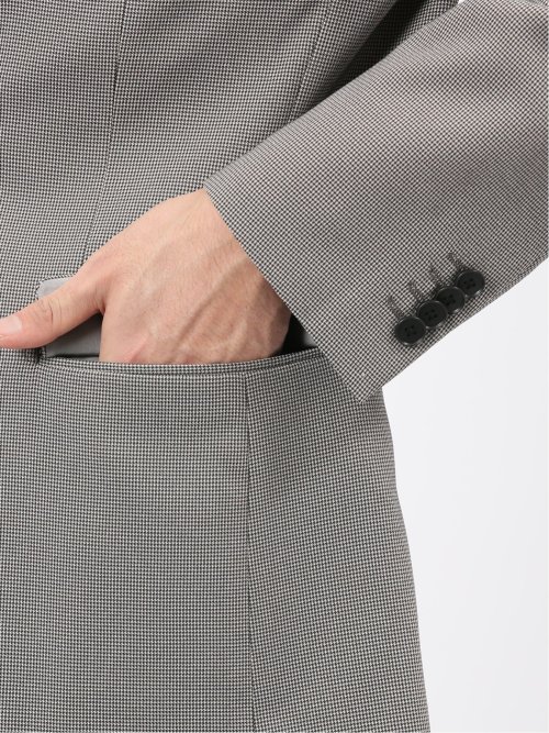 ストレッチウォッシャブル レギュラーフィット 2ボタン2ピーススーツ 千鳥シロ×クロ