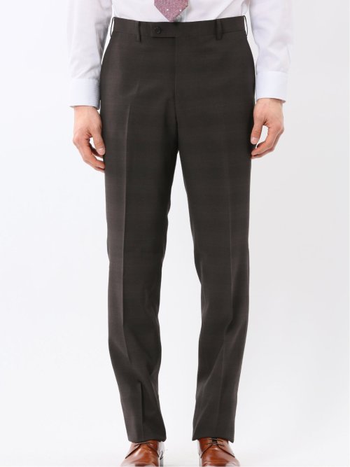 ストレッチ ウォッシャブル レギュラーフィット 2ボタン 2ピース スーツ チェックこげ茶