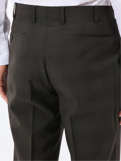 ストレッチ ウォッシャブル レギュラーフィット 2ボタン 2ピース スーツ チェックこげ茶