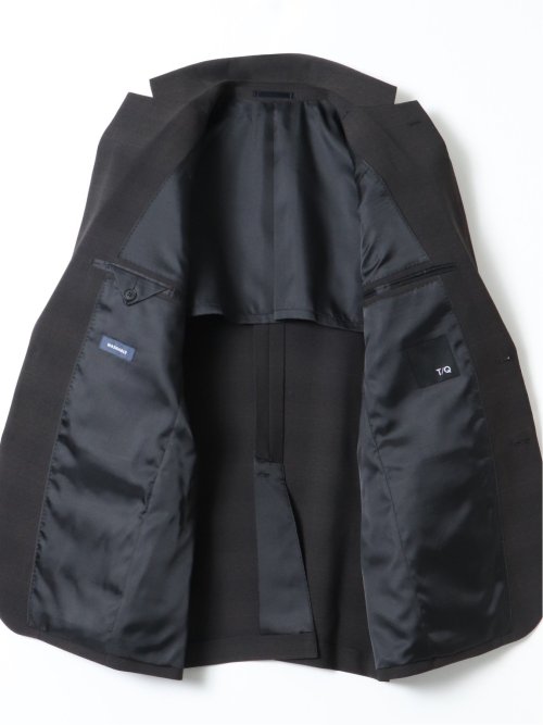 ストレッチ ウォッシャブル レギュラーフィット 2ボタン 2ピース スーツ チェックこげ茶