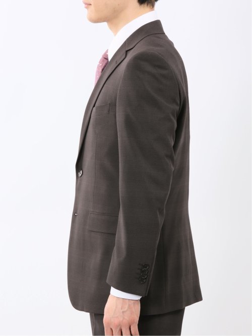 ストレッチ ウォッシャブル レギュラーフィット 2ボタン 2ピース スーツ チェックこげ茶