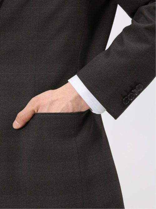 ストレッチ ウォッシャブル レギュラーフィット 2ボタン 2ピース スーツ チェックこげ茶