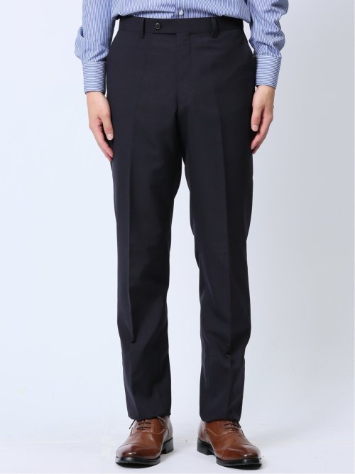 ウール混 レギュラーフィット 2ボタン2ピーススーツ ストライプ紺