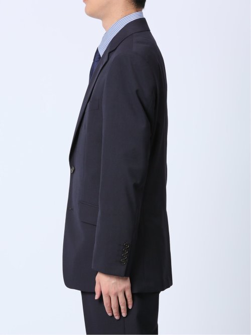 ウール混 レギュラーフィット 2ボタン2ピーススーツ ストライプ紺