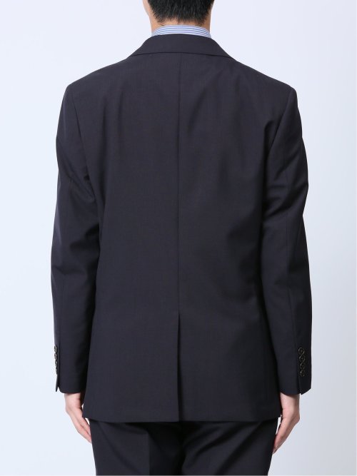 ウール混 レギュラーフィット 2ボタン2ピーススーツ ストライプ紺