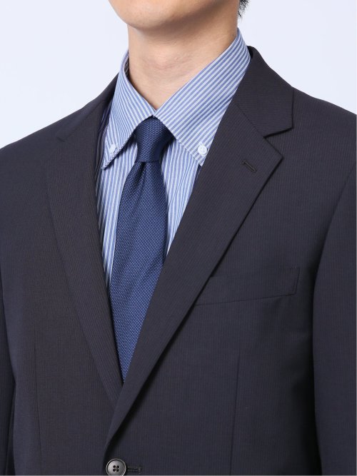 ウール混 レギュラーフィット 2ボタン2ピーススーツ ストライプ紺