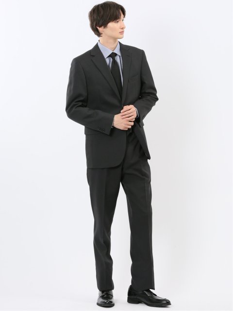 ストレッチウォッシャブル レギュラーフィット 2ボタン2ピーススーツ 組織グレー