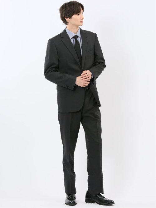 ストレッチウォッシャブル レギュラーフィット 2ボタン2ピーススーツ 組織グレー