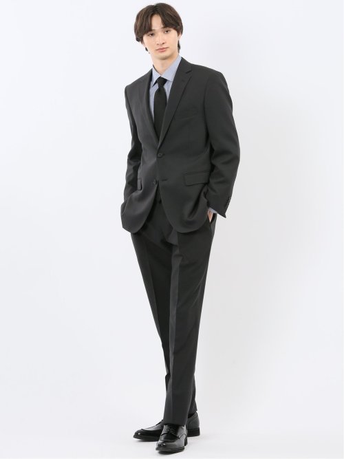ストレッチウォッシャブル レギュラーフィット 2ボタン2ピーススーツ 組織グレー