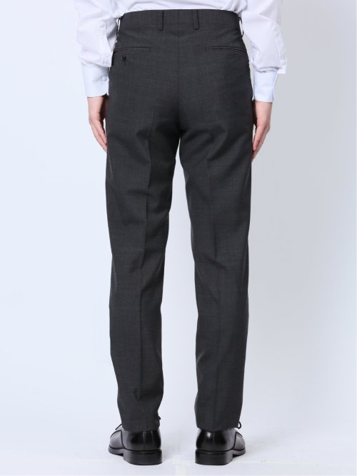 ウール混 スリムフィット 2ボタン2ピーススーツ 組織グレー