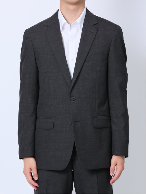 ウール混 スリムフィット 2ボタン2ピーススーツ 組織グレー
