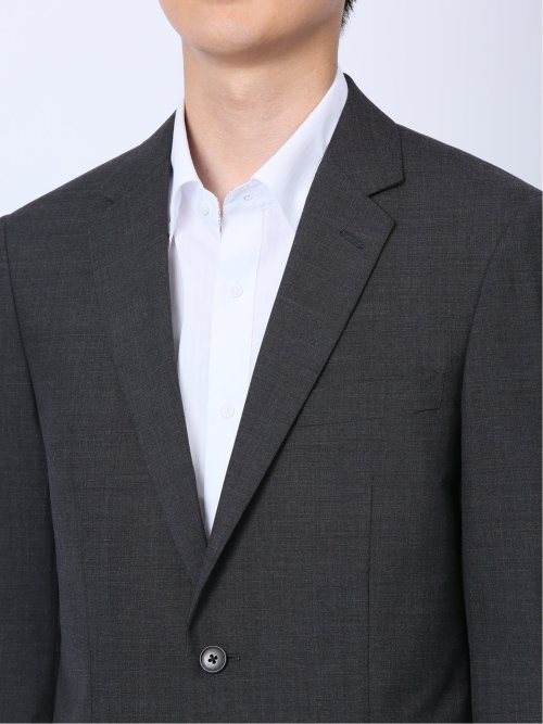 ウール混 スリムフィット 2ボタン2ピーススーツ 組織グレー