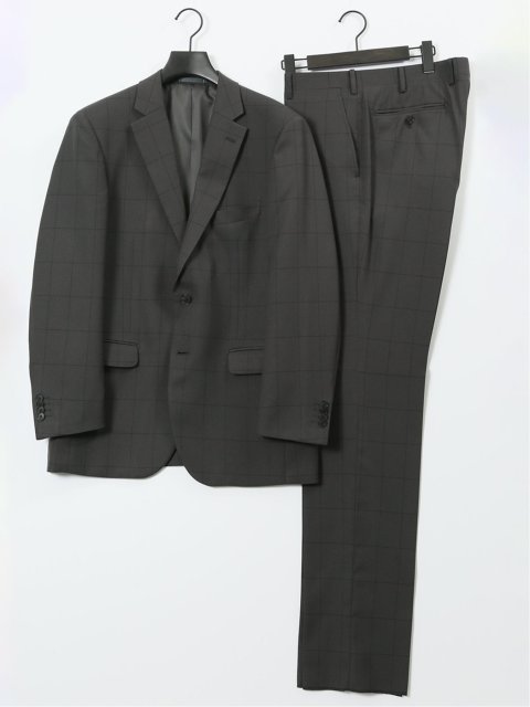 ストレッチウォッシャブル レギュラーフィット 2ボタン2ピーススーツ チェックグレー