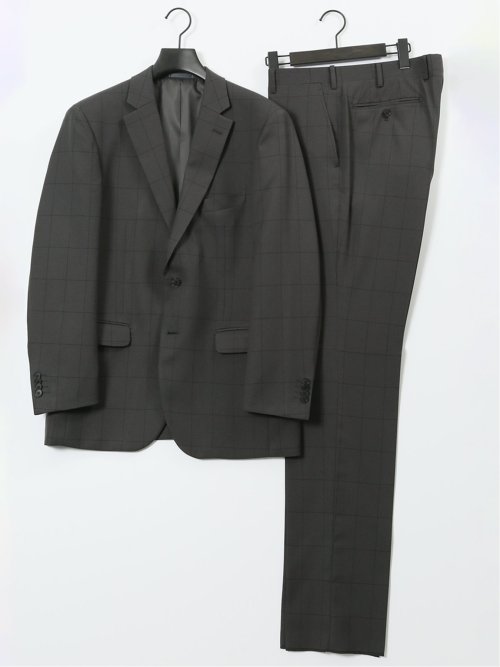 ストレッチウォッシャブル レギュラーフィット 2ボタン2ピーススーツ チェックグレー
