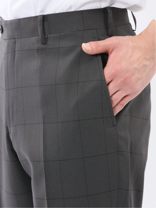 ストレッチウォッシャブル レギュラーフィット 2ボタン2ピーススーツ チェックグレー