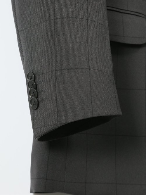 ストレッチウォッシャブル レギュラーフィット 2ボタン2ピーススーツ チェックグレー