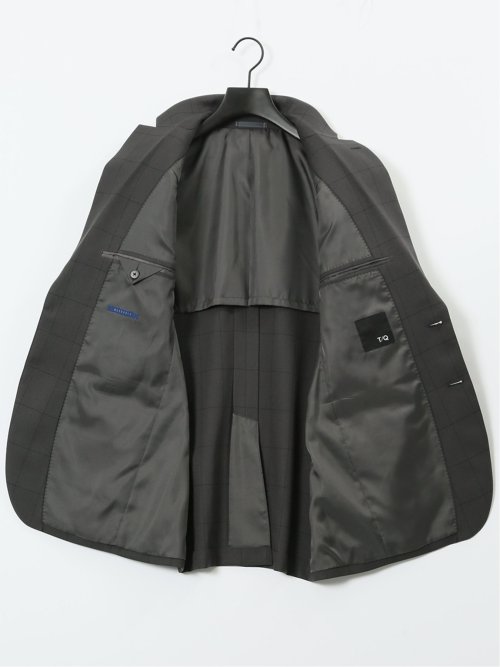 ストレッチウォッシャブル レギュラーフィット 2ボタン2ピーススーツ チェックグレー