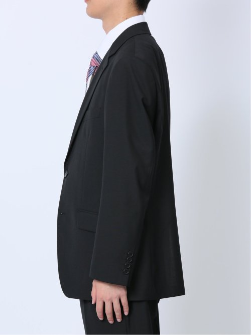 ウール混 レギュラーフィット 2ボタン2ピーススーツ 無地黒