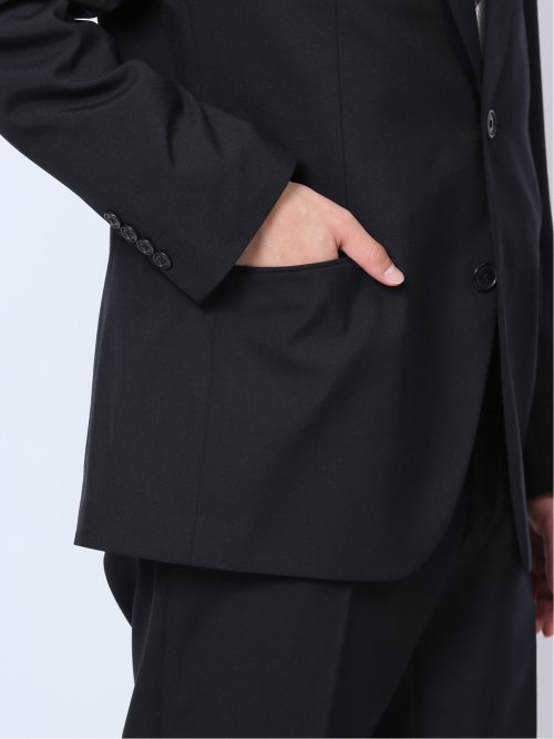 ウール混 レギュラーフィット 2ボタン2ピーススーツ 無地紺