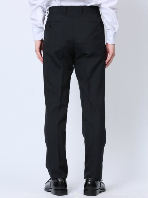 ウール混 レギュラーフィット 2ボタン2ピーススーツ ストライプ黒