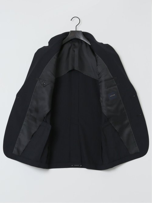 ウール混 レギュラーフィット 2ボタン2ピーススーツ ストライプ黒