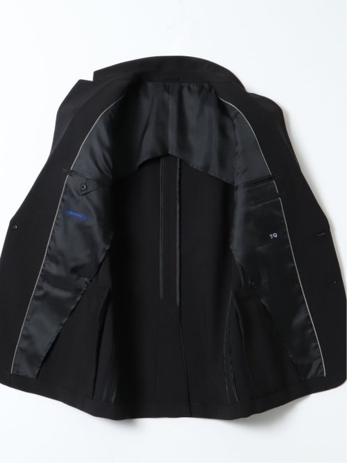 ストレッチウォッシャブル スリムフィット 2ボタン2ピース リクルートスーツ 黒無地