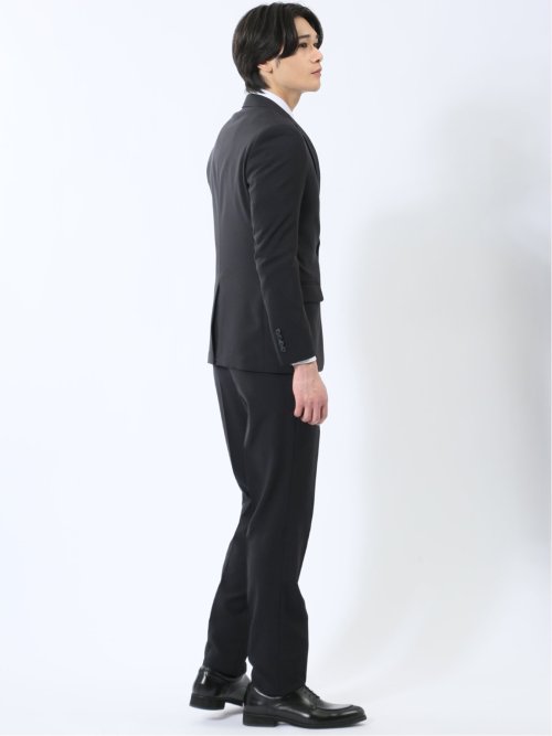 ストレッチウォッシャブル スリムフィット 2ボタン2ピース リクルートスーツ 黒無地