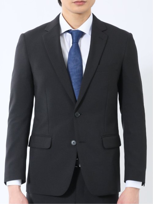 ストレッチウォッシャブル スリムフィット 2ボタン2ピース リクルートスーツ 黒無地