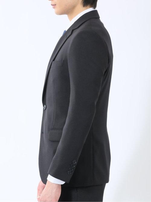 ストレッチウォッシャブル スリムフィット 2ボタン2ピース リクルートスーツ 黒無地