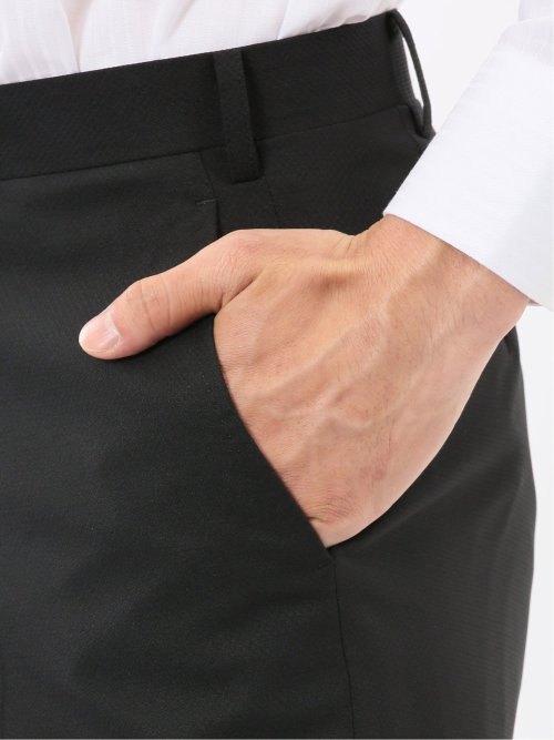 ストレッチウォッシャブル リラックスフィット 2ボタン2ピーススーツ 組織黒