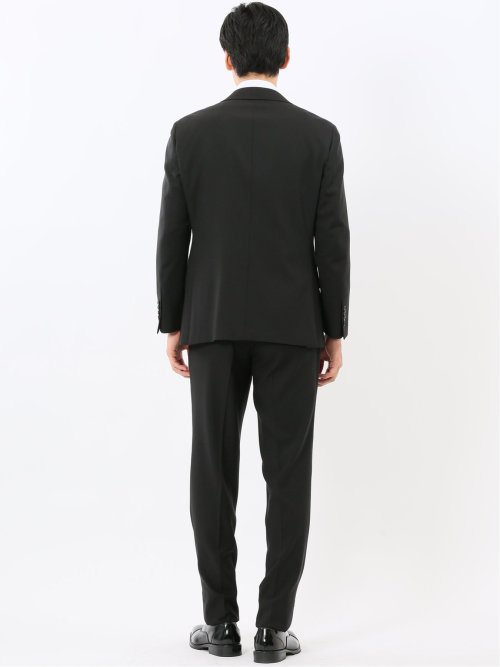 ストレッチウォッシャブル リラックスフィット 2ボタン2ピーススーツ 組織黒