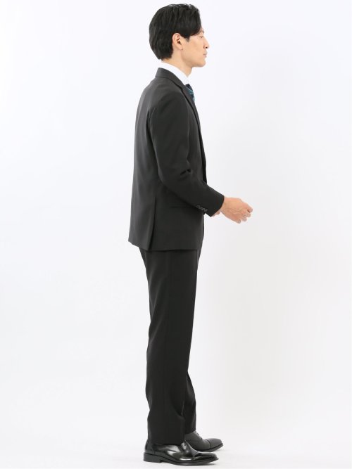 ストレッチウォッシャブル リラックスフィット 2ボタン2ピーススーツ 組織黒