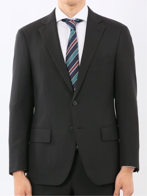 ストレッチウォッシャブル リラックスフィット 2ボタン2ピーススーツ 組織黒