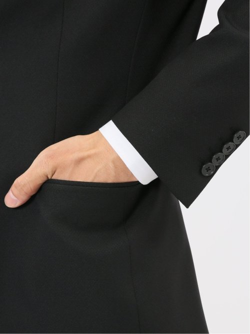 ストレッチウォッシャブル リラックスフィット 2ボタン2ピーススーツ 組織黒