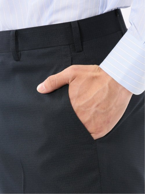 ストレッチウォッシャブル リラックスフィット 2ボタン2ピーススーツ 組織紺