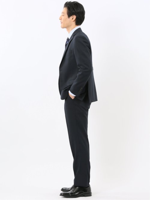 ストレッチウォッシャブル リラックスフィット 2ボタン2ピーススーツ 組織紺