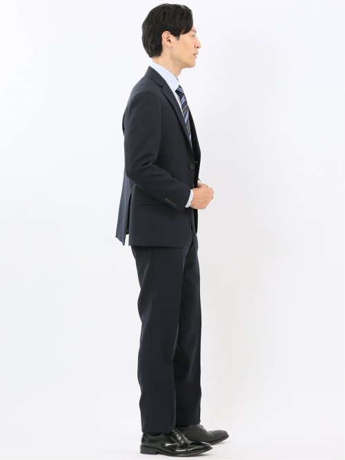 ストレッチウォッシャブル リラックスフィット 2ボタン2ピーススーツ 組織紺