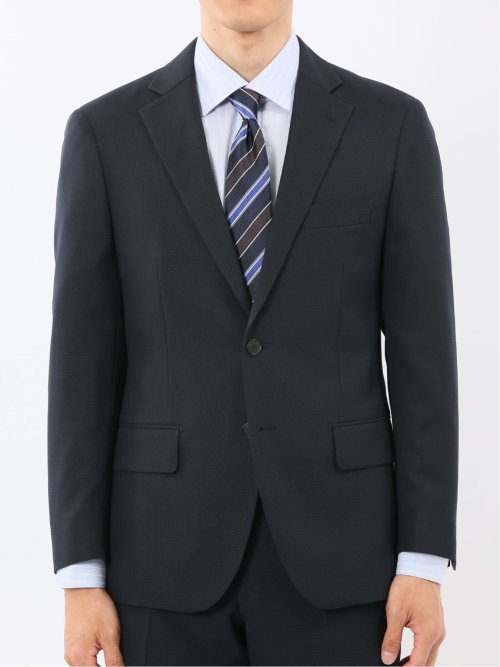 ストレッチウォッシャブル リラックスフィット 2ボタン2ピーススーツ 組織紺